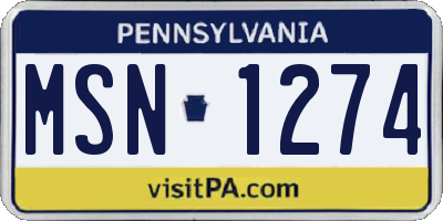 PA license plate MSN1274
