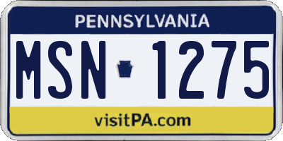 PA license plate MSN1275