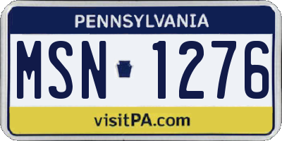 PA license plate MSN1276