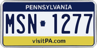 PA license plate MSN1277