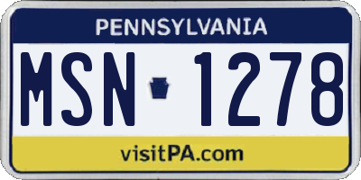 PA license plate MSN1278