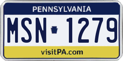 PA license plate MSN1279