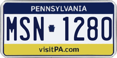 PA license plate MSN1280