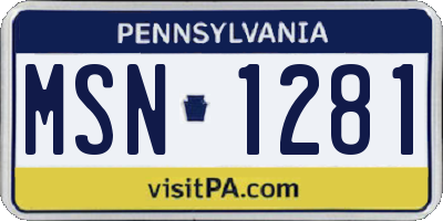 PA license plate MSN1281