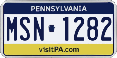 PA license plate MSN1282
