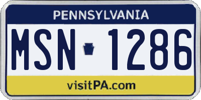 PA license plate MSN1286