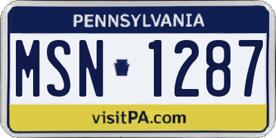 PA license plate MSN1287