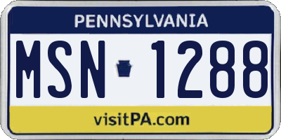 PA license plate MSN1288