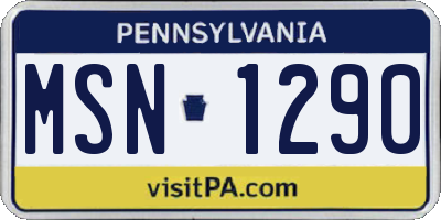 PA license plate MSN1290