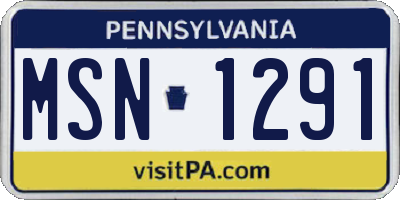PA license plate MSN1291