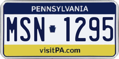 PA license plate MSN1295