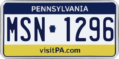 PA license plate MSN1296