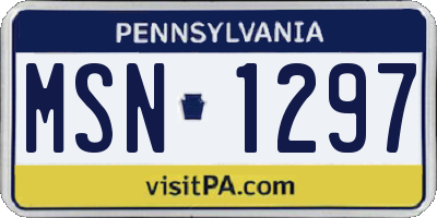 PA license plate MSN1297