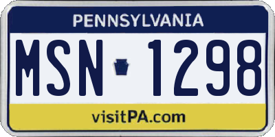 PA license plate MSN1298