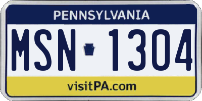 PA license plate MSN1304