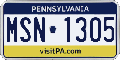 PA license plate MSN1305