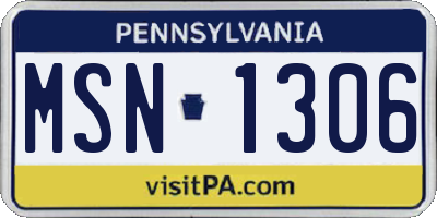 PA license plate MSN1306
