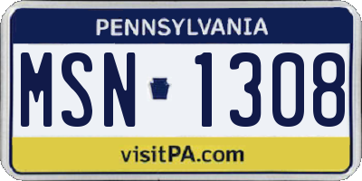 PA license plate MSN1308