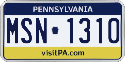 PA license plate MSN1310