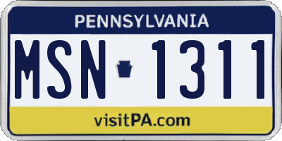 PA license plate MSN1311