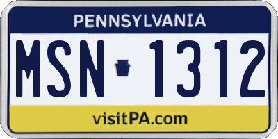 PA license plate MSN1312