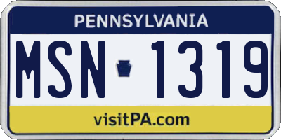 PA license plate MSN1319