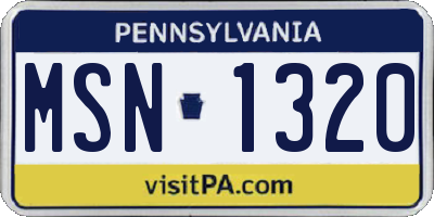 PA license plate MSN1320
