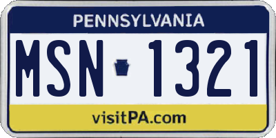 PA license plate MSN1321