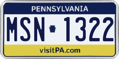PA license plate MSN1322