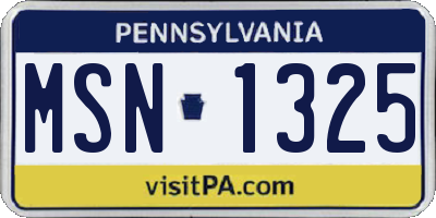 PA license plate MSN1325