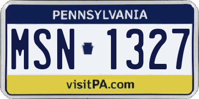 PA license plate MSN1327