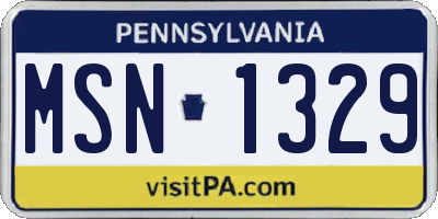 PA license plate MSN1329