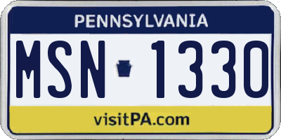 PA license plate MSN1330