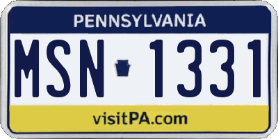 PA license plate MSN1331