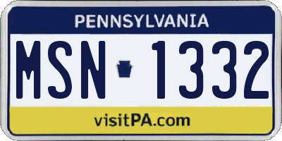 PA license plate MSN1332