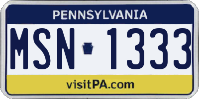 PA license plate MSN1333