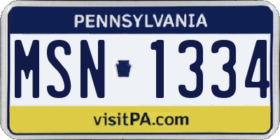 PA license plate MSN1334