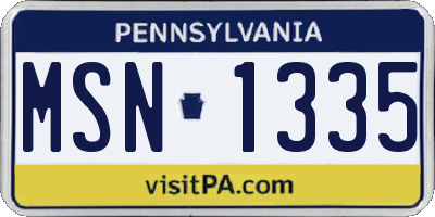 PA license plate MSN1335