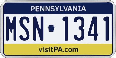 PA license plate MSN1341