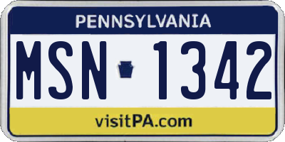 PA license plate MSN1342