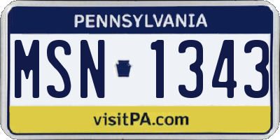 PA license plate MSN1343