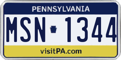 PA license plate MSN1344