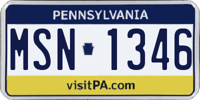 PA license plate MSN1346
