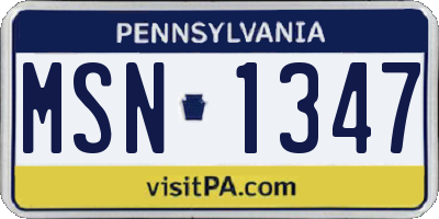 PA license plate MSN1347