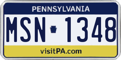 PA license plate MSN1348