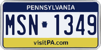 PA license plate MSN1349
