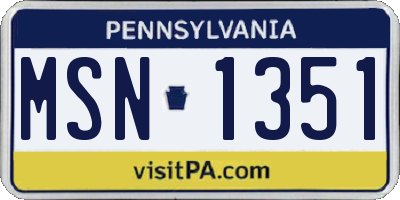 PA license plate MSN1351