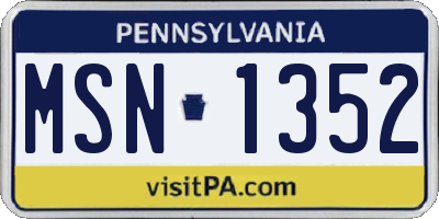 PA license plate MSN1352