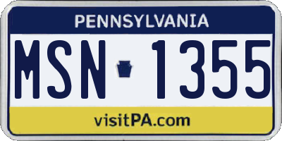 PA license plate MSN1355