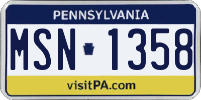 PA license plate MSN1358